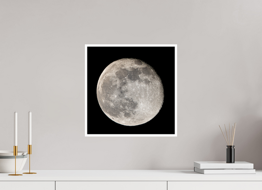 15 x 15″, Fine Art Glossy Moonlit Serenity: High-Resolution Moon Photograph Print